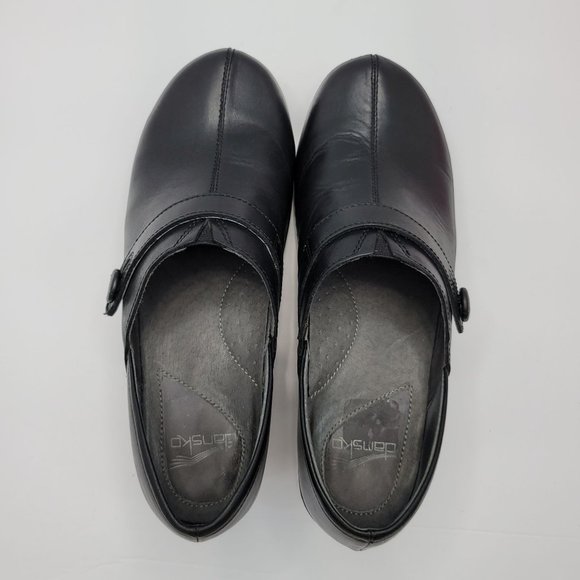 Dansko Solstice Women's Black Leather Slip On Button Clog Shoes US Size 9 EU 41 - Picture 5 of 8